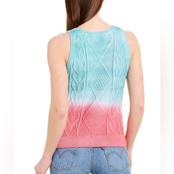 525 America Crystal Blue & Pink Color-Block Diamond-Knit Crewneck Tank NWT XS - Picture 2 of 10